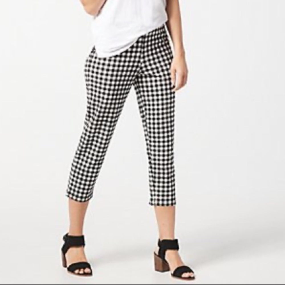 QVC NEW Joan Rivers Collection Check Capri Pant